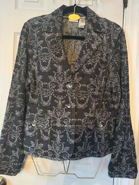 Axcess Black and Gray Patterned Blazer Jacket